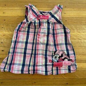 Disney Minnie Mouse pink plaid tank top